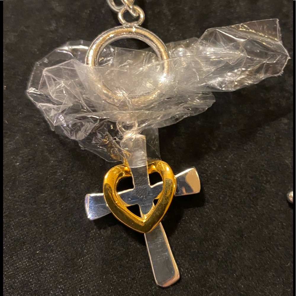 NWOT  .925 Cross with heart necklace and bracelet